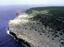 An aerial view of the east coast of Navassa Island. [USGS photo]